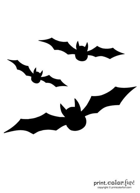 Pumpkin Carving Stencil 3 Flying Bats Coloring Page