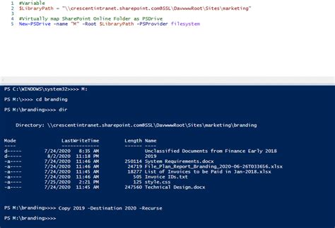 Navigate To Site File System In Sharepoint Online Using Powershell