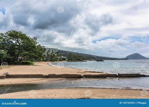 The Coast Along Waialae Beach Park Oahu Hawaii Stock Image Image Of