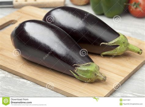Fresh Purple Eggplants Stock Image Image Of Board Food 50411367