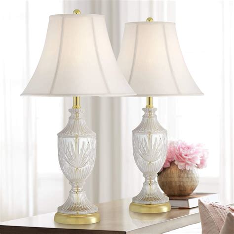 Traditional Glam Luxury Table Lamps 26 5 High Set Of 2 Clear Glass Urn