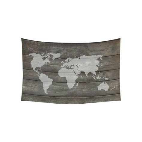 Phfzk Wood Wall Art Home Decor Vintage World Map Tapestry Wall Hanging 40 X 60 Inches