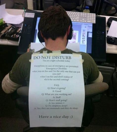 This Guy With A Do Not Disturb Poster On His Back Is An Inspiration To