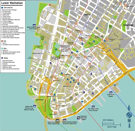 Map Of Downtown Manhattan Streets Tourist Map Of English