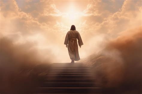 Premium Ai Image Jesus Walks The Steps To Heaven A Ray Of Light At