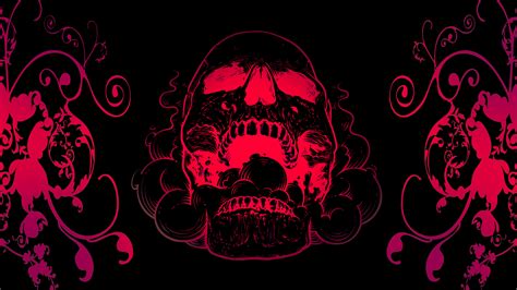 Red Skull Flowers Black Background 4k Skull Wallpapers Hd