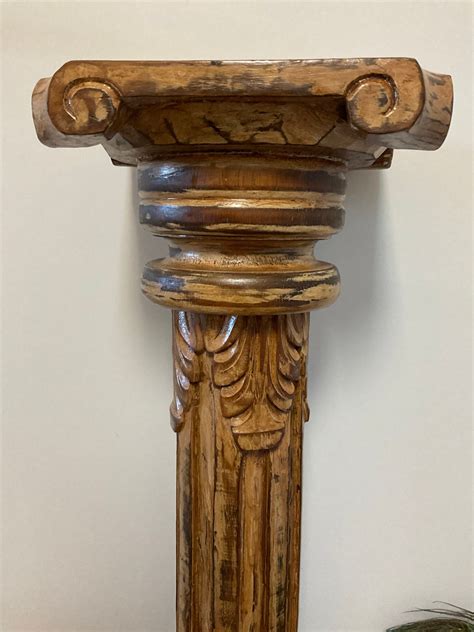 Roman Column Pedestal Wooden Hand Carved 315 Tall Top Is Etsy