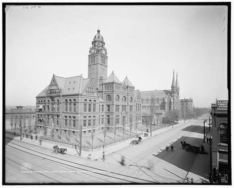 Birmingham 1906 Jefferson County Courthouse And St Pauls Church