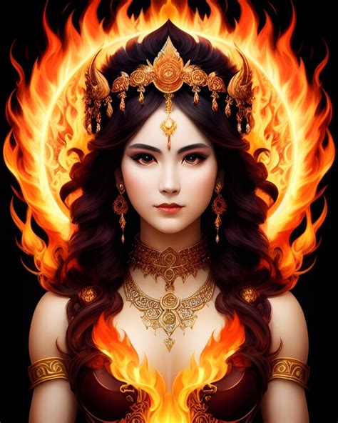 Illustrazione Artistiche Portrait Of Goddess Of Fire And Flames