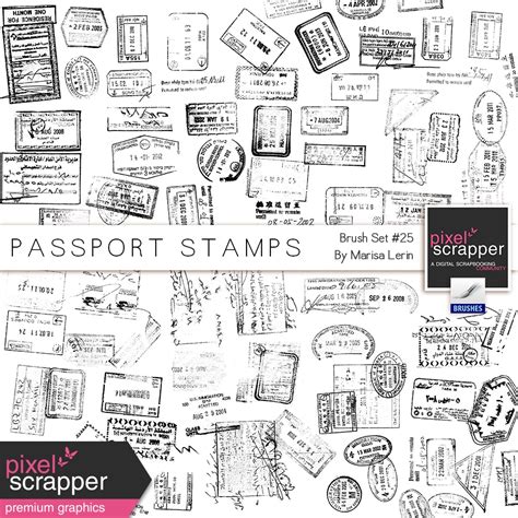 Brush Kit 25 Passport Stamps By Marisa Lerin Graphics Kit