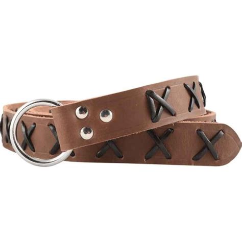 Laced Leather Ring Belt Brown With Black