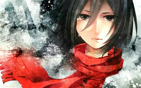 Fondos De Pantalla Ilustración Anime Chicas Anime Rojo Shingeki No Kyojin Mikasa Ackerman