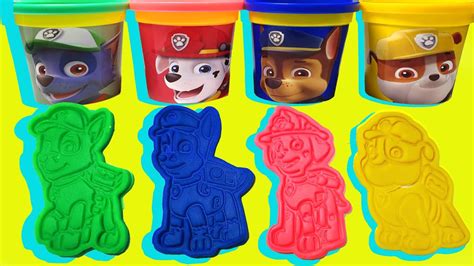 Play Doh Molds And Surprise Toys Paw Patrol Color Learning Zuma Skye Rocky Everest Apollo