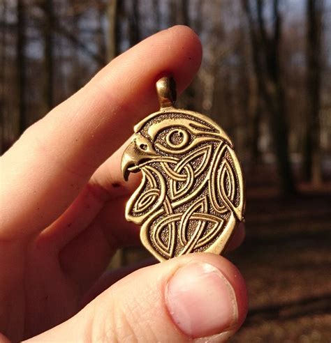 Falcon Pendant Celtic Viking Knot Falcon Etsy