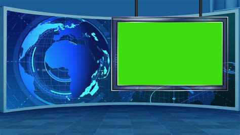 News Broadcast Tv Studio Green Screen Background Stock Footage Video