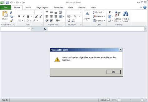 Excel Could Not Load Some Objects Because They Are Not Available On