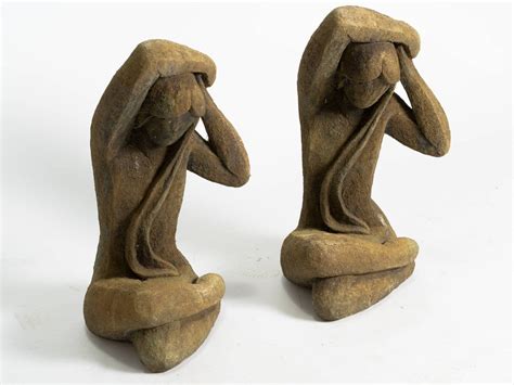 Pair Of Vintage Cement Garden Statues Of Ladies At 1stdibs