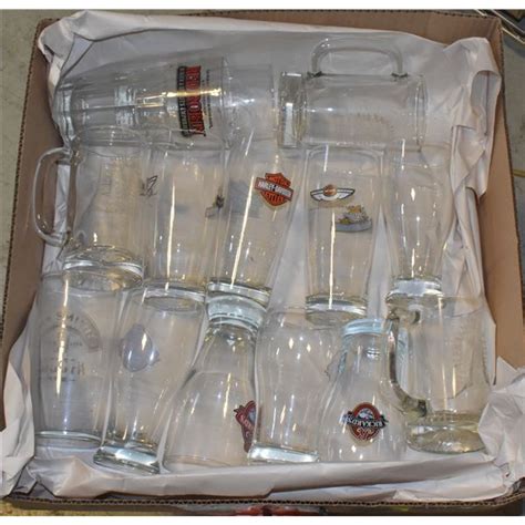 Box Of Display Bar Glassware Harley Davidson