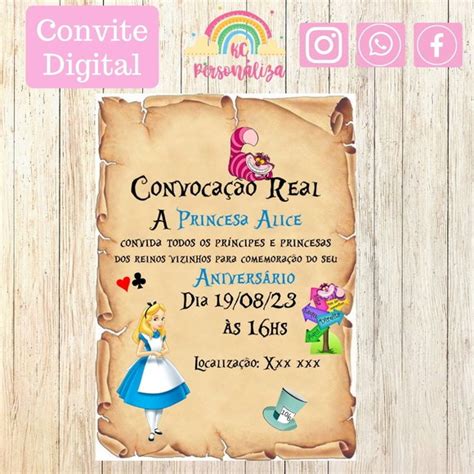 Convite Digital Alice No Pa S Das Maravilhas Elo