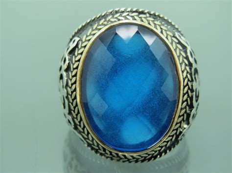 Turkish Handmade Jewelry 925 Sterling Silver Aquamarine Stone Etsy