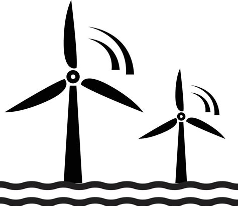 Wind Turbine Offshore Icon On White Background Offshore Wind Turbine