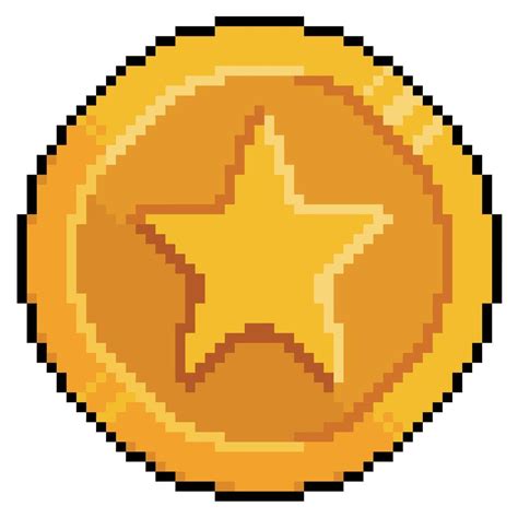 Pixel Art Gold Coin Vector Icon For 8bit Game On White Background