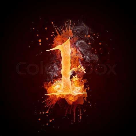 Fire Swirl Number 1 Isolated On Black Stock Image Colourbox