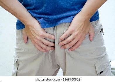 Man Back Hemorrhoids Pain Holding His Stock Photo Shutterstock