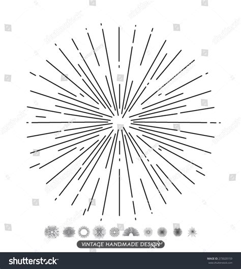 Monochrome Hand Draw Hipster Style Retro Vector Starbursts Ideal