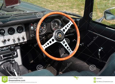 Vintage Convertible Sports Car Interior Closeup Stock