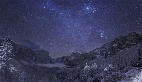 The Milky Way Galaxy And Orion Nebula Over Yosemite