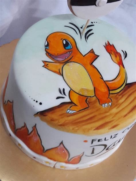Charmander Hand Painted Cake Pokemon Birthday Party Hand Painted