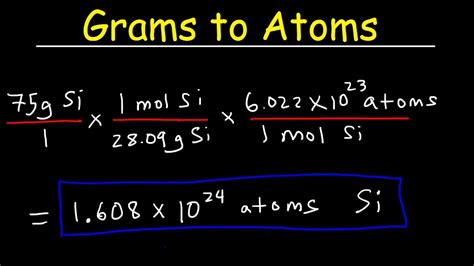 Then, the moles of the unknown are converted into mass in grams by use of the molar mass of that substance from the periodic table. How To Convert Grams to Atoms - THE EASY WAY! - YouTube