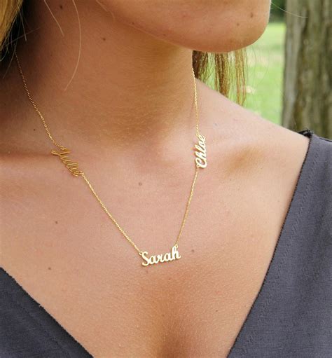 3 Names Necklace Personalized Gold Filled Stacked 3 Names Necklace