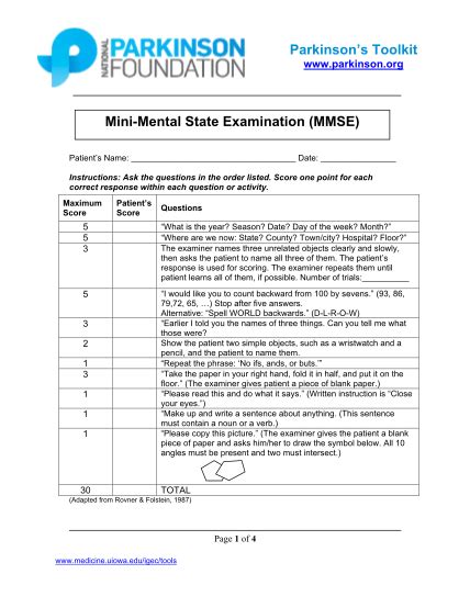 24 Mini Mental Status Exam Form Page 2 Free To Edit Download And Print