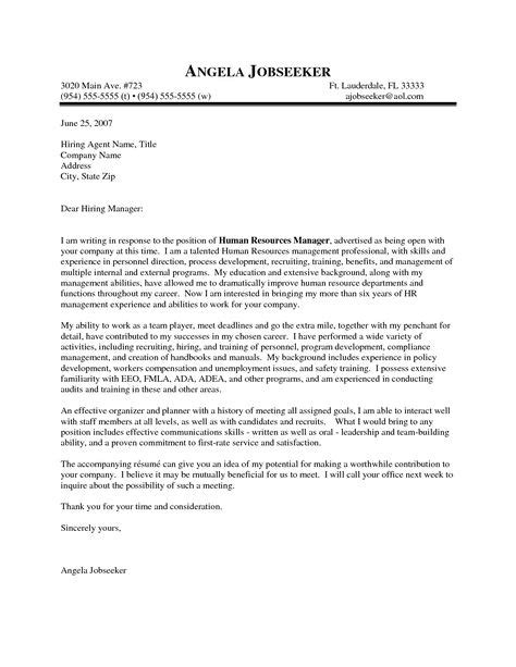 Outstanding Cover Letter Examples Hr Manager Cover Letter Example