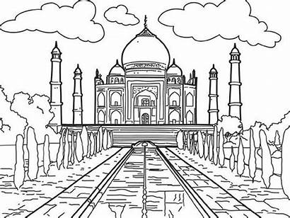 Taj Mahal Coloring Marble Drawing Para Dibujos