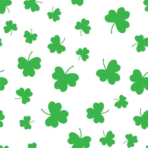 Seamless Green Shamrock Clover Leaf Pattern Background Saint Patricks