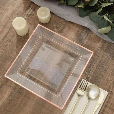 Efavormart 10 Pack 10 Clear Disposable Plates Square Plastic Plates