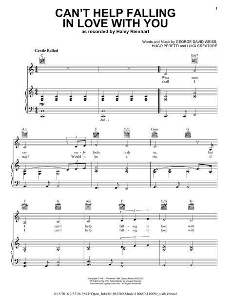 Haley Reinhart Cant Help Falling In Love Sheet Music Notes Download Printable Pdf Score 173318