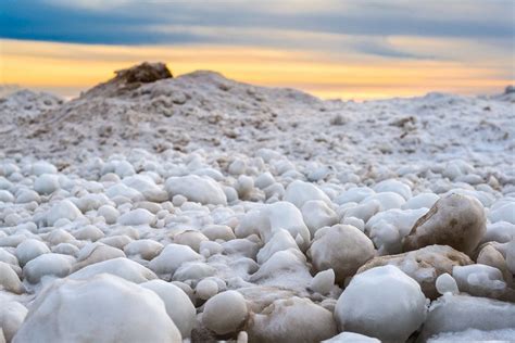 The Rare Phenomena Of Frozen Ice Balls Of Lake Michigan And Stroomi