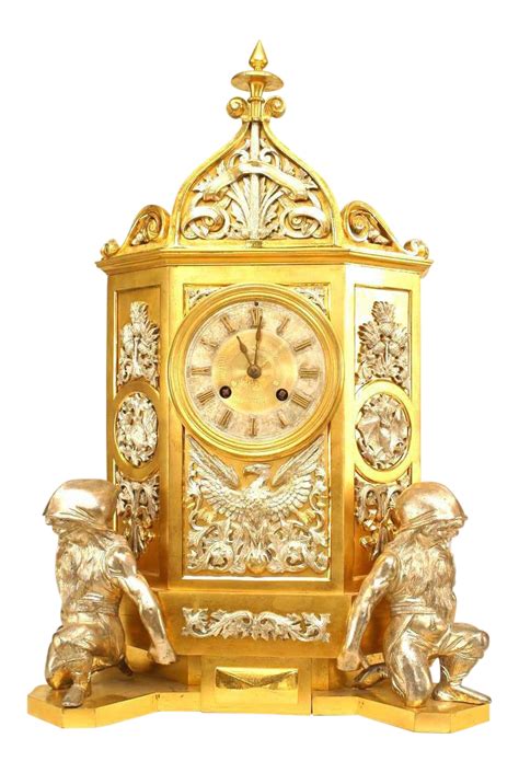 19th Century English Gothic Revival Gilt Mantle Clock Chairish