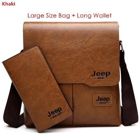 Jeep Buluo Mans Bag 2pcset Men Leather Messenger Shoulder Bags