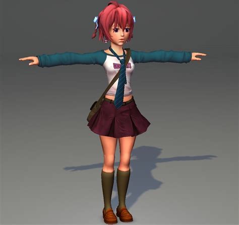 3d Model Anime School Girl Rigged Low Poly Vr Ar