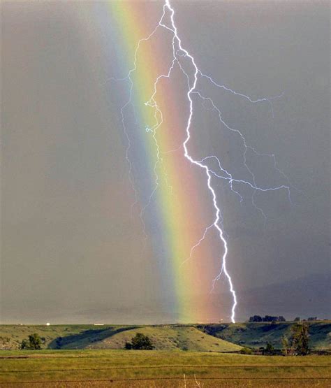Rainbow And Lightning Over Wyoming Earth Blog