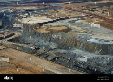 Aerial View Open Cut Coal Mine Central Queensland Coal Basin Australia