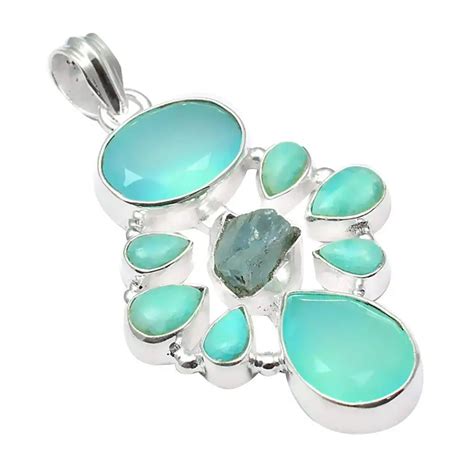 Nature Chalcedony Chalcedony Rough Pendant Sterling Silver Mm