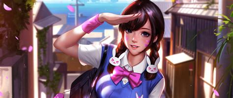 2560x1080 Dva Overwatch School Uniform Art Wallpaper2560x1080