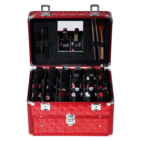 Pro Organizer Beauty Makeup Train Case Portable Cosmetic Box W