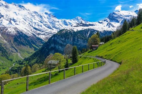 Premium Photo View Of Landscape In The Alps At Gimmelwald And Murren